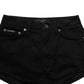 Black Cotton Mid Rise Denim Hot Pants Shorts