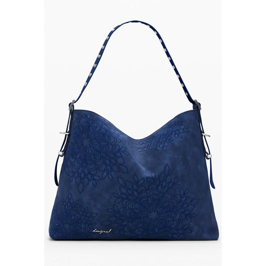 Blue Polyurethane Women's Shoulder Bag