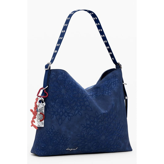 Blue Polyurethane Women's Shoulder Bag