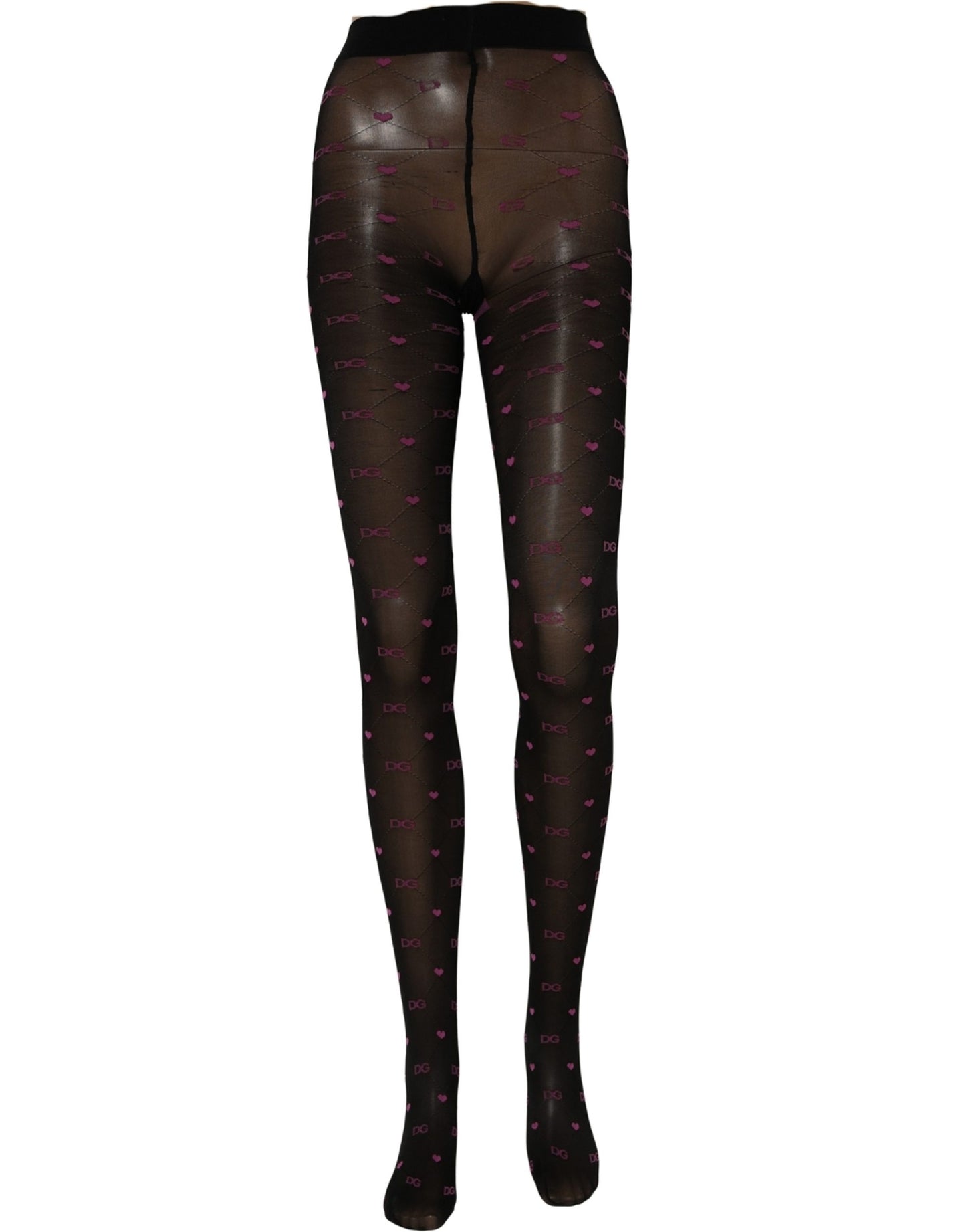 Black Nylon Hearts Tights Stocking Pantyhose Socks