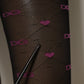 Black Nylon Hearts Tights Stocking Pantyhose Socks