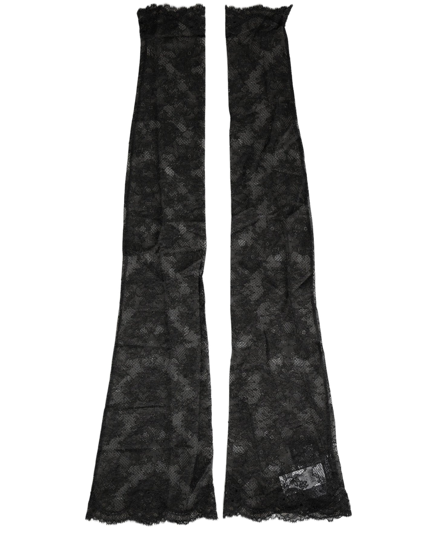 Black Floral Lace Nylon Stretch Knee High Socks