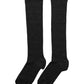 Black Wool Knit Calf Long Women Accessory Socks