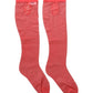 Red Nylon Mesh Sheer Calf Long Accessory Socks