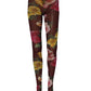Maroon Floral Print Tights Sheer Stockings Socks