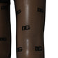 Black Sheer Logo Monogram Tights Stockings Socks