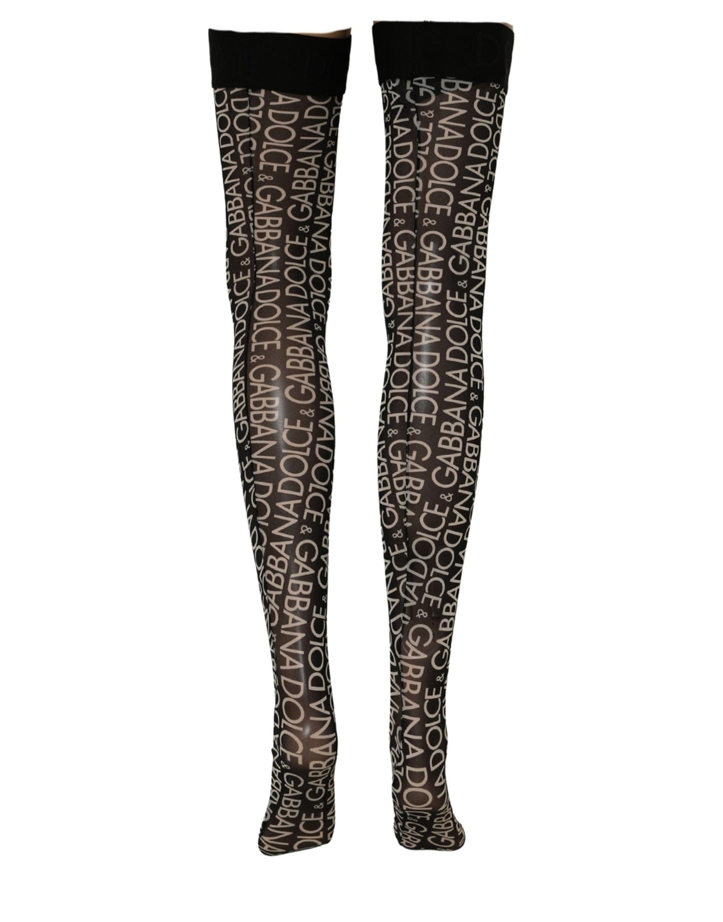 Black Sheer Logo Monogram High Stockings Socks