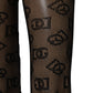 Black All Over Print Sheer Stretch Tights Socks