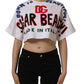 White Graphic Cotton Jersey Cropped T-shirt