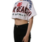 White Graphic Cotton Jersey Cropped T-shirt