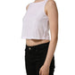 White Cotton Sleeveless Cropped Tank Top