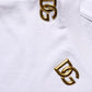 White Cotton Gold DG Logo Crew Neck T-shirt