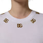 White Cotton Gold DG Logo Crew Neck T-shirt