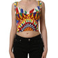 Multicolor Silk Carretto Print Cropped Tank Top