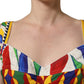 Multicolor Silk Carretto Print Cropped Tank Top