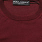 Maroon Wool Knitted CrewNeck Pullover Sweater