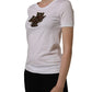 White Crystal Embellished Cross Top T-shirt