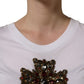 White Crystal Embellished Cross Top T-shirt