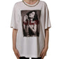 White Printed Jeweled Round Neck T-shirt