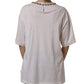 White Printed Jeweled Round Neck T-shirt