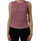 Pink Sheer Mesh Crew Neck Sleeveless Tank Top