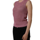 Pink Sheer Mesh Crew Neck Sleeveless Tank Top