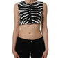 Black White Zebra Sleeveless Cropped Tank Top