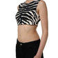 Black White Zebra Sleeveless Cropped Tank Top