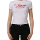 White Floral Logo Print Crew Neck T-shirt