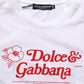 White Floral Logo Print Crew Neck T-shirt