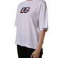 White Logo Patch Cotton Crew Neck T-shirt