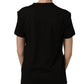 Black Cotton Crew Neck Short Sleeves T-shirt