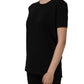Black Cotton Crew Neck Short Sleeves T-shirt