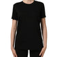 Black Cotton Crew Neck Short Sleeves T-shirt
