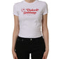 White Floral Logo Print Crew Neck T-shirt