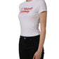 White Floral Logo Print Crew Neck T-shirt