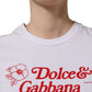 White Floral Logo Print Crew Neck T-shirt