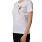 White Cotton Rose Patch Crew Neck T-shirt