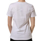 White Cotton Rose Patch Crew Neck T-shirt
