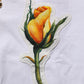 White Cotton Rose Patch Crew Neck T-shirt