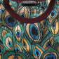 Burgundy Peacock Feather Round Neck T-shirt