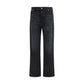 Black Cotton Straight-Leg Jeans