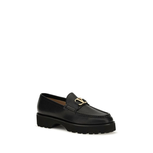 Black Calf Leather Bos Taurus Platform Loafers