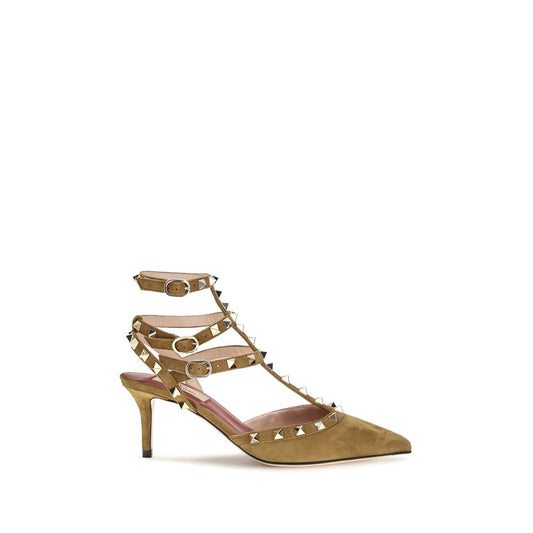 Beige Suede Leather High Heel Pumps