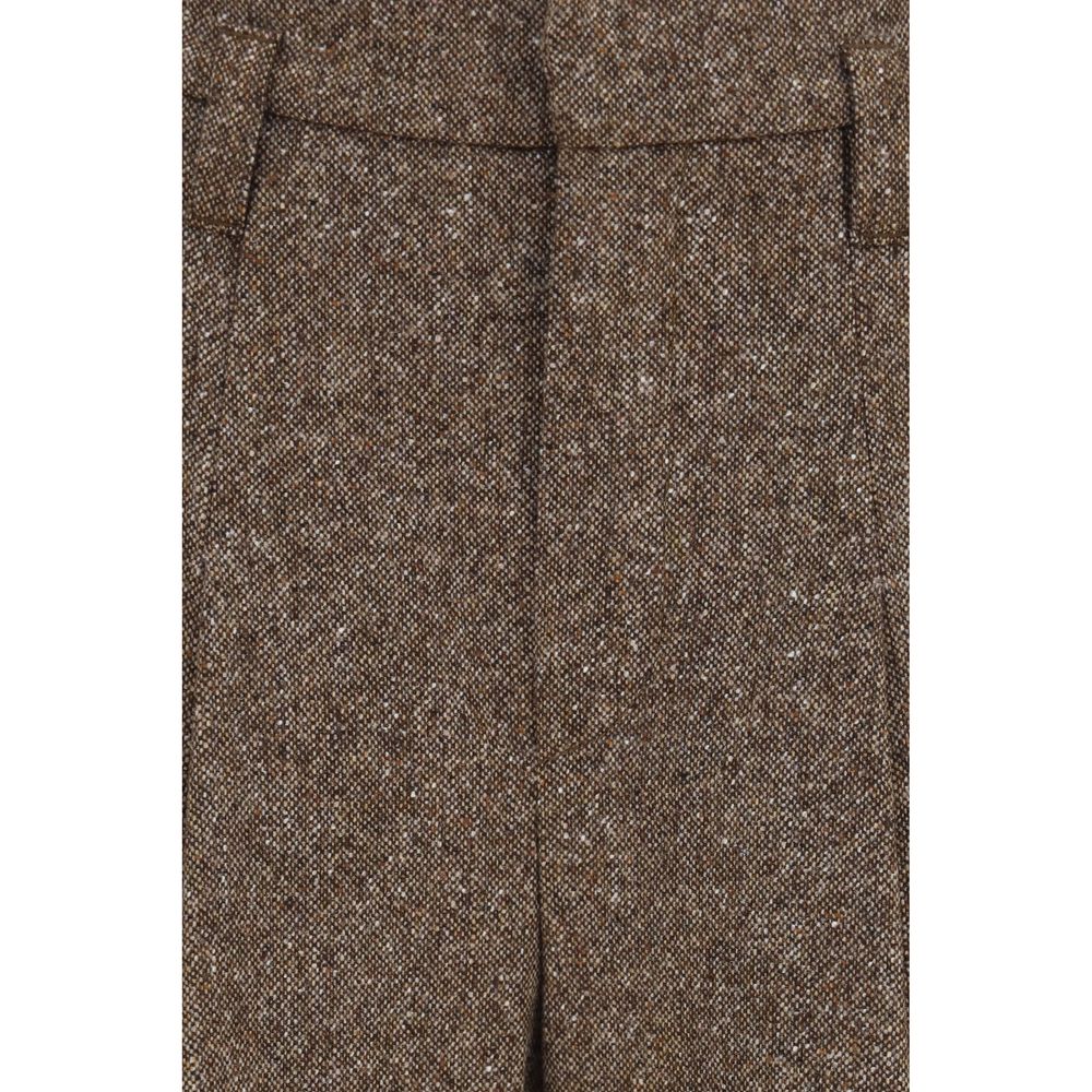 Brown Wool Oves Aries Casual Pants