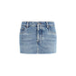 Blue Cotton Mini Skirt