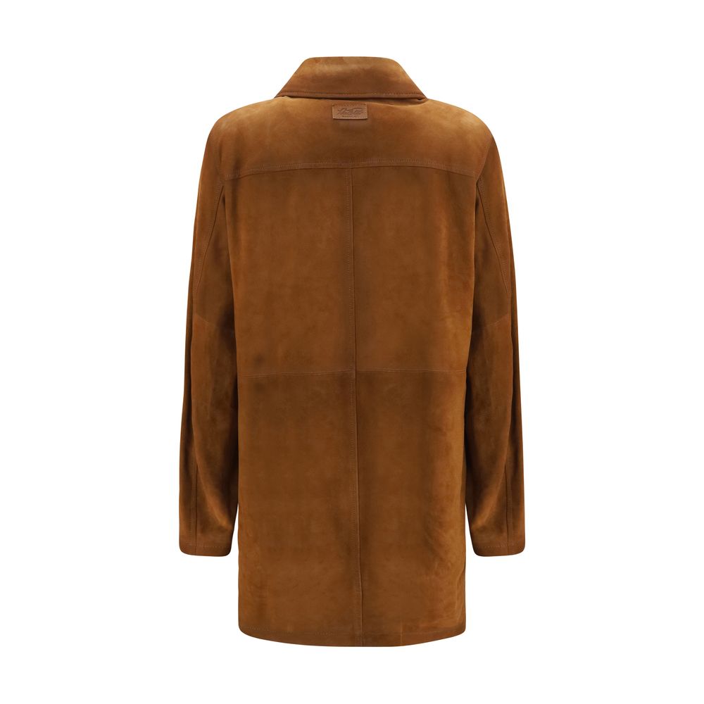 Brown Calf Leather Bos Taurus Full-Length Jacket