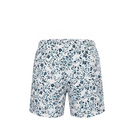 White Polyester Men Swim Shorts
