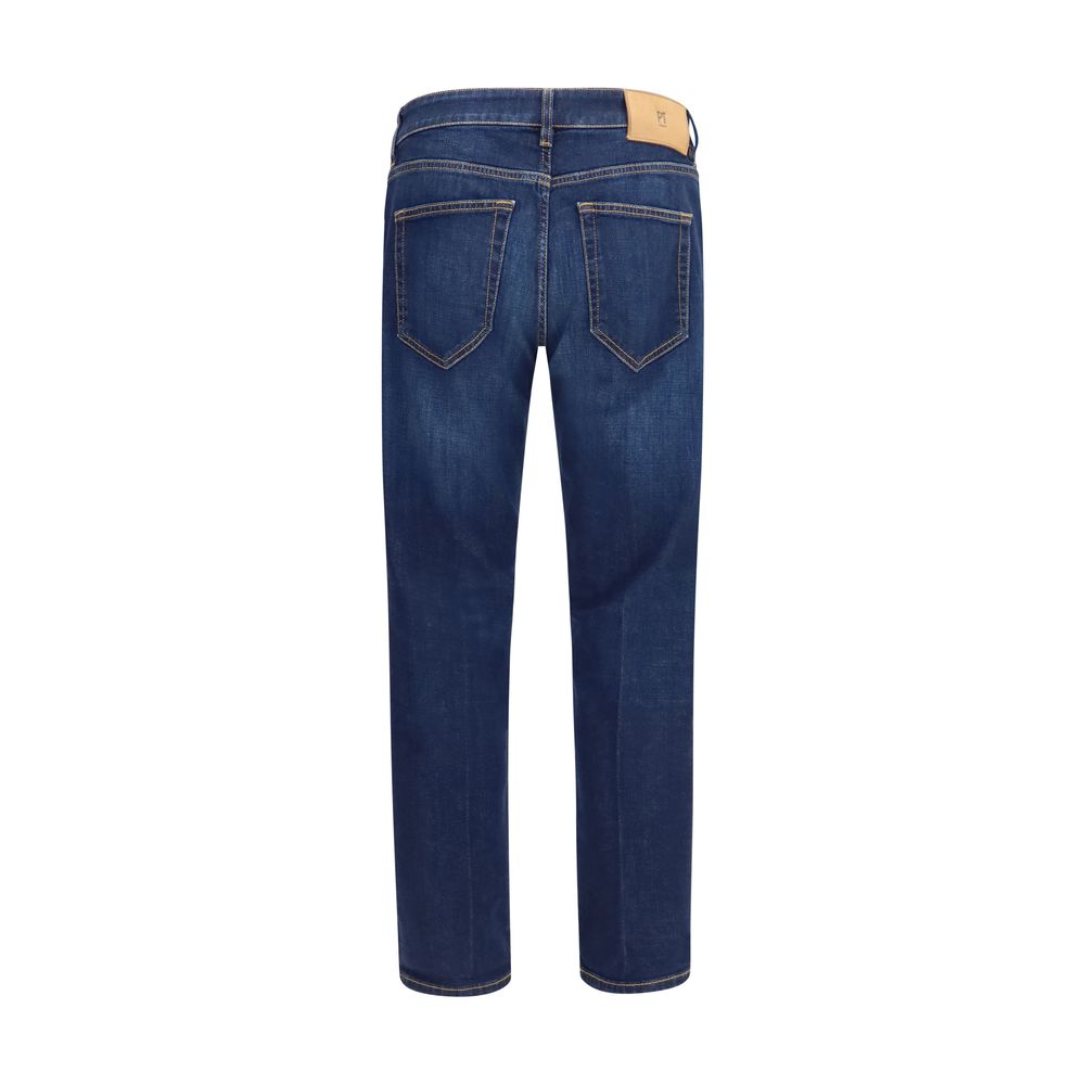 Blue Cotton Straight-Leg Jeans
