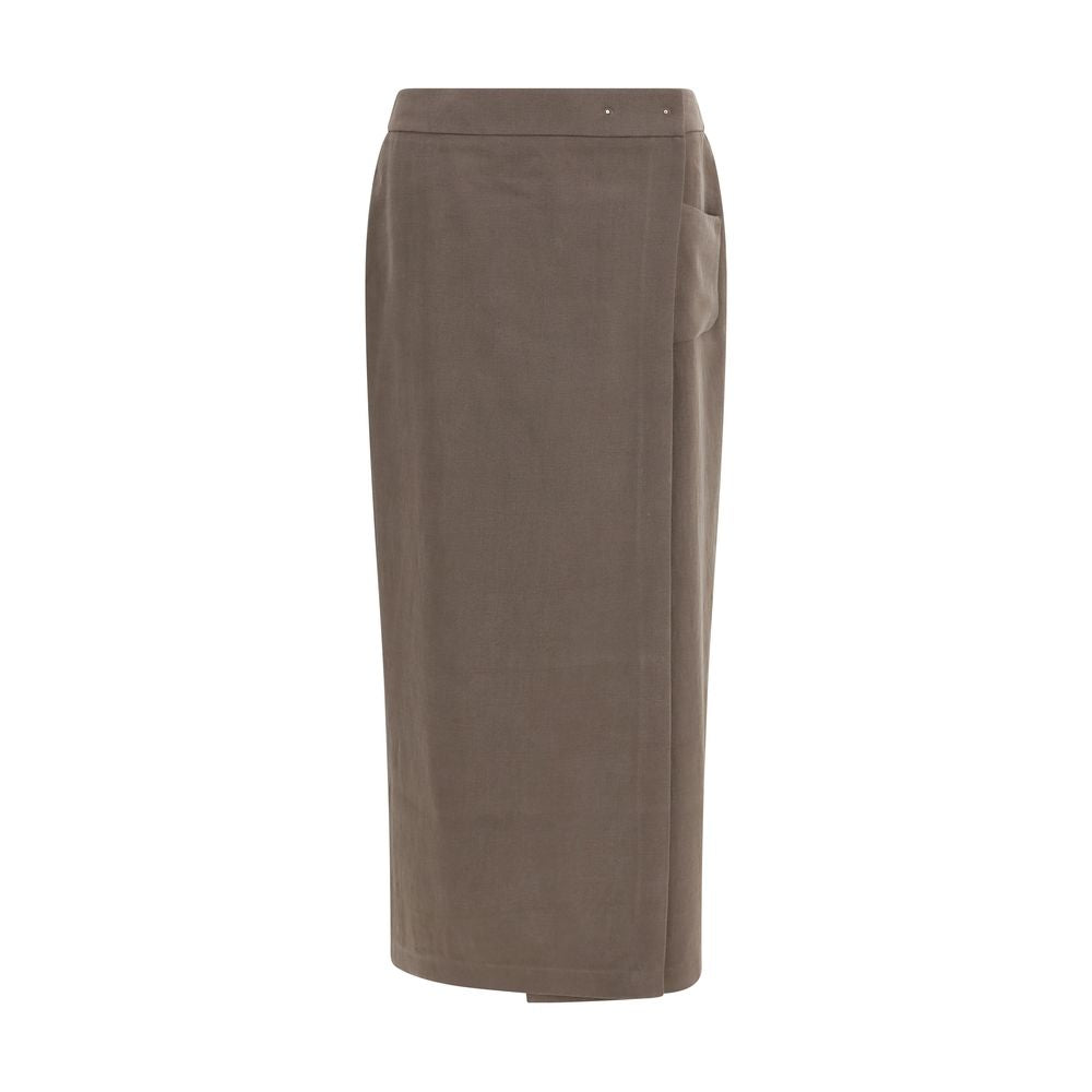 Brown Silk Long Skirt